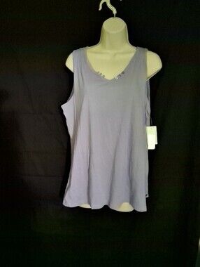 NWT V-Neck Lavender Tank Top with Subtle Button Detail